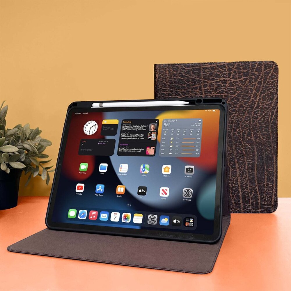 ENAPY iPad Air 13" (M3 & M2) Leather Case - With Pencil Holder - Sleep/Wake